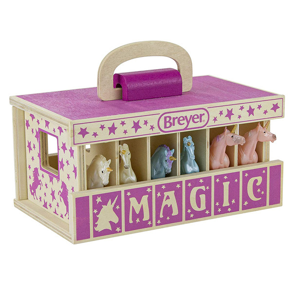 Breyer Unicorn Magic Wooden Carry Case with 6 Unicorns