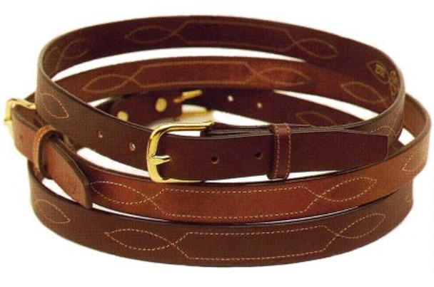 Tory 1" Fancy Repeated Stitch Belt, Havana, 28" - 32"