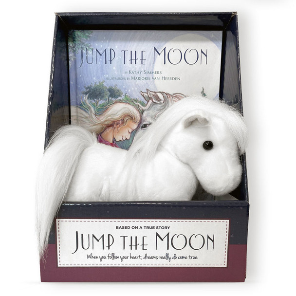 Jump the Moon Hardcover Book and Plush White Pony Gift Set 