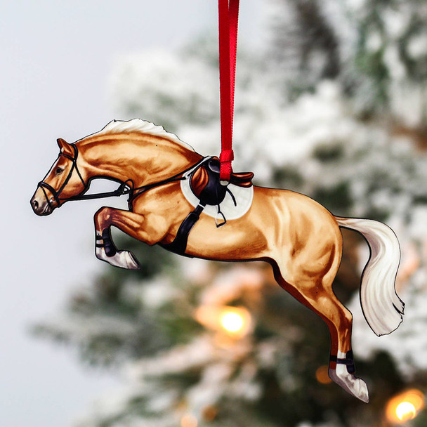 Classy Equine Palomino With Saddle Hunter Jumper Horse Ornament