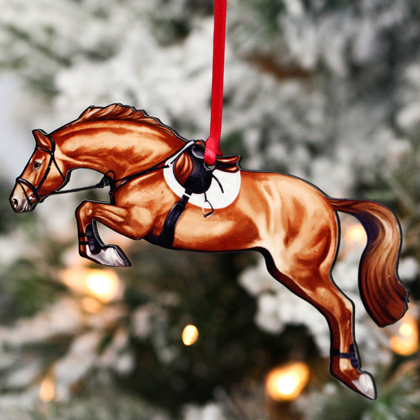 Classy Equine Chestnut With Saddle Hunter Jumper Horse Ornament