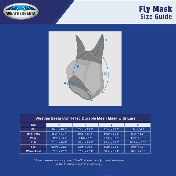 Weatherbeeta Comfitec DELUXE Durable Mesh Mask with Ears, 3 Sizes