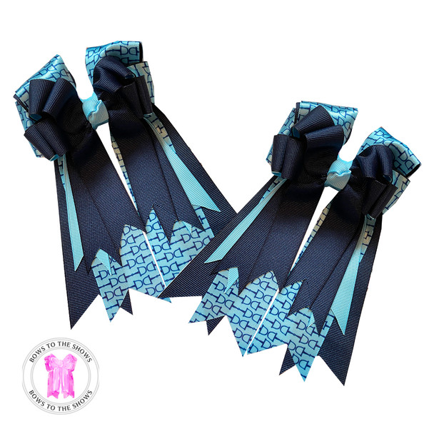 Bows to the Shows, Sky Blue Snaffles, Navy/Sky Blue