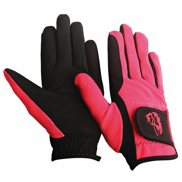 TuffRider Children's Performance Riding Gloves, Raspberry.