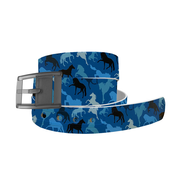 C4 Blue Ponies Belt and Grey Matte Buckle