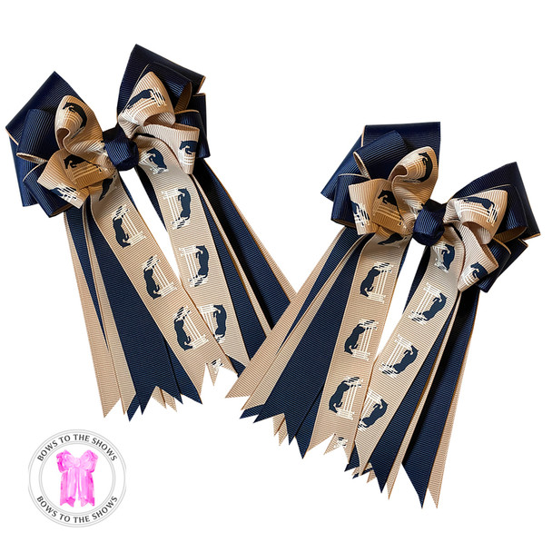 Bows to the Shows, Hunters on Tan with Navy & Tan