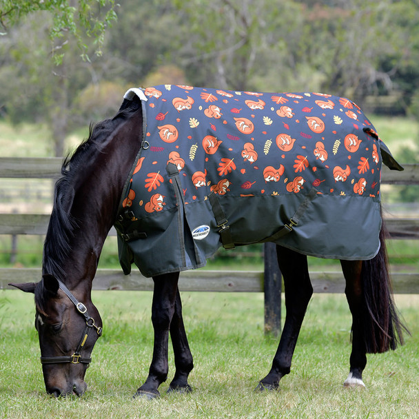 Weatherbeeta Comfitec Essential Turnout Sheet, Squirrel Print, with FREE Squirrel Hay Bag