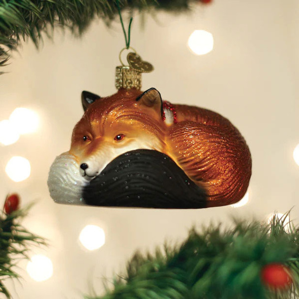 Old World Christmas Fox with Scarf Glass Ornament