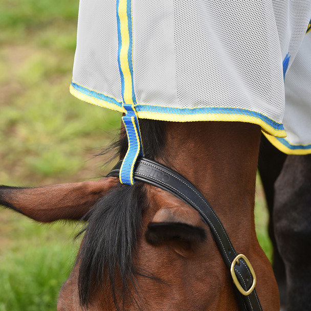 Weatherbeeta Comfitec Zephyr Plus Mesh, Detach-A-Neck Fly Sheet, Silver/Blue/Lemon, 48" - 69"