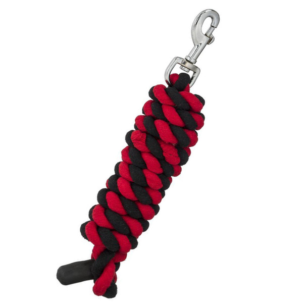 Red/Black Tough1 Cotton Horse Lead with Bolt Snap, 1/2" x 6'.