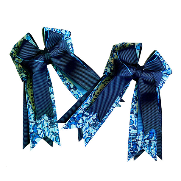  Belle & Bow Show Bows, Lexington with Navy/Blue.