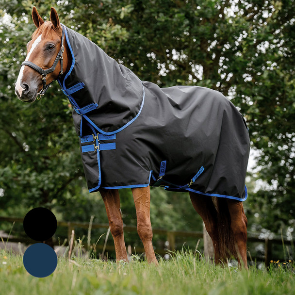 Amigo Ripstop 900D Pony PLUS Turnout Sheet, Black/Classic Blue.