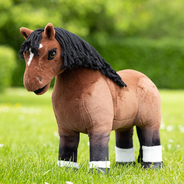 LeMieux toy pony, bay with 4 white socks and star & stripe.