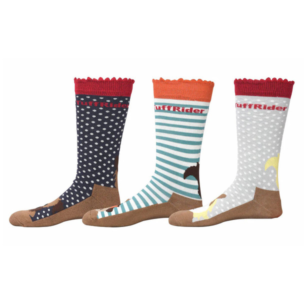 TuffRider Aron Puppy 'n Ponies Kids Socks, Pack of 3 Pairs 