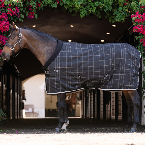 SIDE Rhino Pony Stable Blanket, 100g, Black/Grey/White Check & Grey.