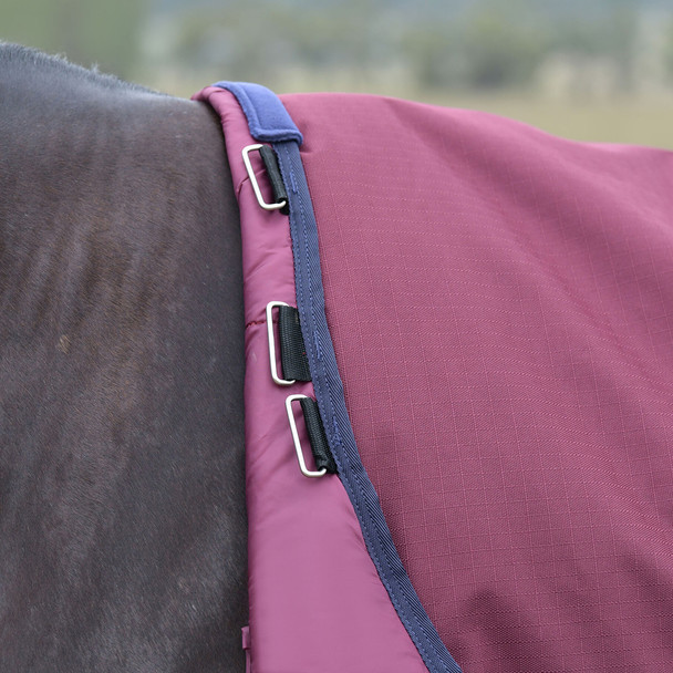 Loops for neck cover and liner on Weatherbeeta blanket. Loops for neck cover and liner on Weatherbeeta blanket.
