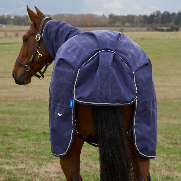 Weatherbeeta Comfitec Prelim Turnout Sheet, 220g, Navy Embossed Plaid, 48" - 69" .