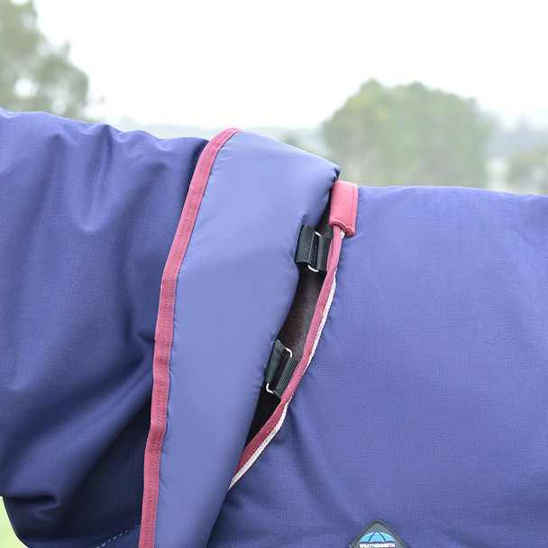 Weatherbeeta Comfitec Essential Detach-A-Neck Turnout, 220g, Navy/Burugndy, 60" - 69".