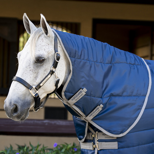 Amigo Ripstop Insulator Stable Hood, 100g, Navy /Titanium Grey .