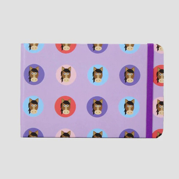 Grey's Cartoon Horse Banded Notebook with Elastic Band.