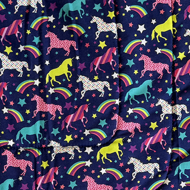  Wilkers Saddle Pad, Navy Unicorns with Teal Trim, Pony.