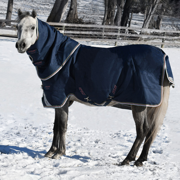 Amigo 1200D Plus HEAVY Pony Turnout, Navy/Lime, Navy, Pink & Blue.