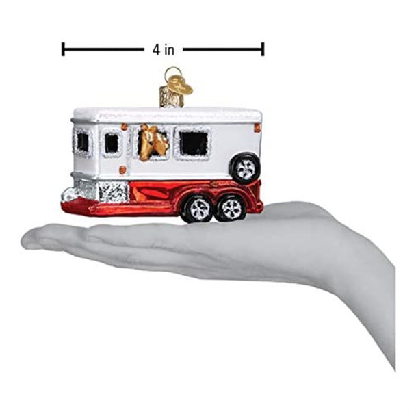 Old World Glass Horse Trailer Ornament.