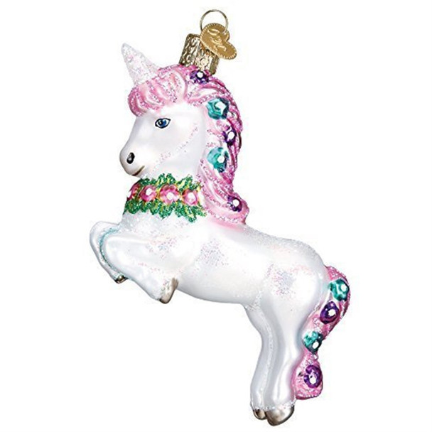  Old World Glass Prancing Unicorn Ornament.
