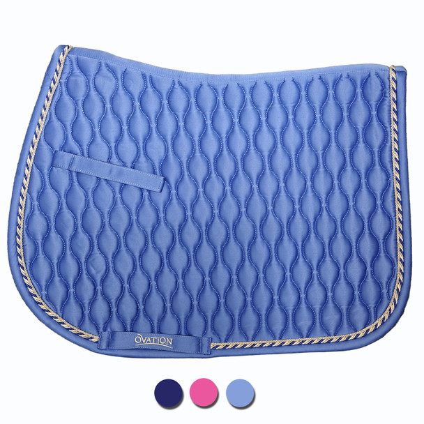 Ovation Quilted Satin AP Pony Saddle Pad, Royal.