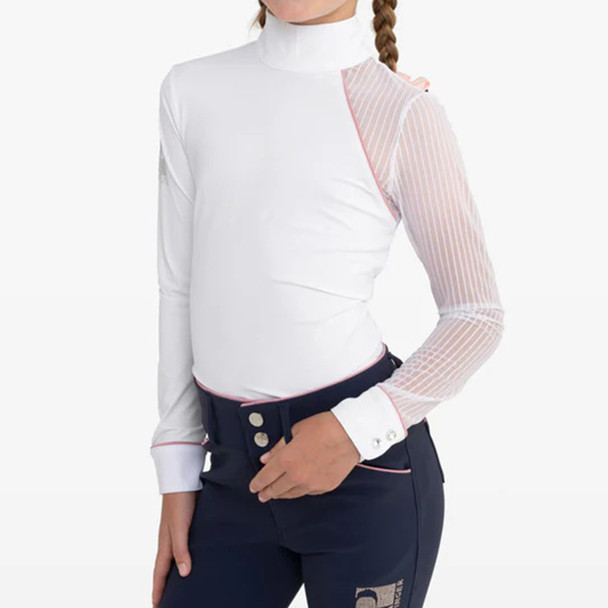 AP Hassinger Junior Lollipop Long Sleeve Show Shirt, white/pink.