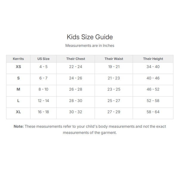 Size Chart.