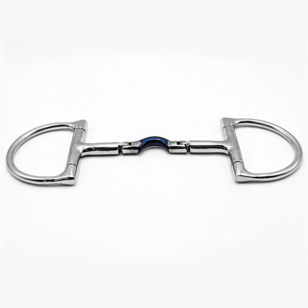 Edge view of the Hinged segunda pony bit with sweet iron.