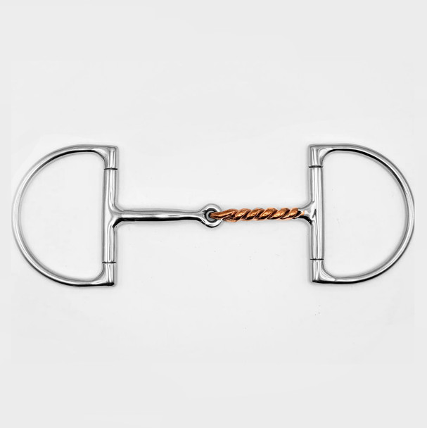 4.75" Pony dee ring snaffle with one side twisted copper.