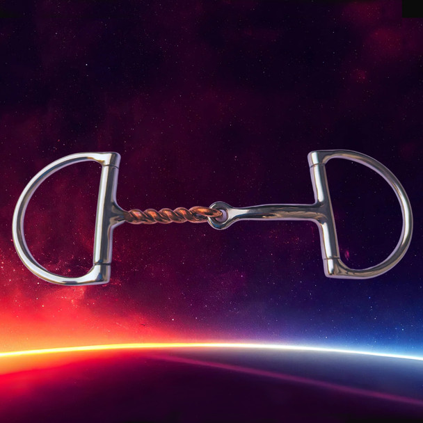 Pony twisted copper wire snaffle on one side with dee ring.