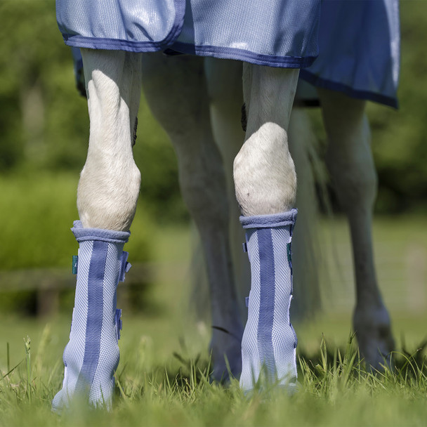  Horseware Fly Boots, Heather Blue/ Blue & Silver.