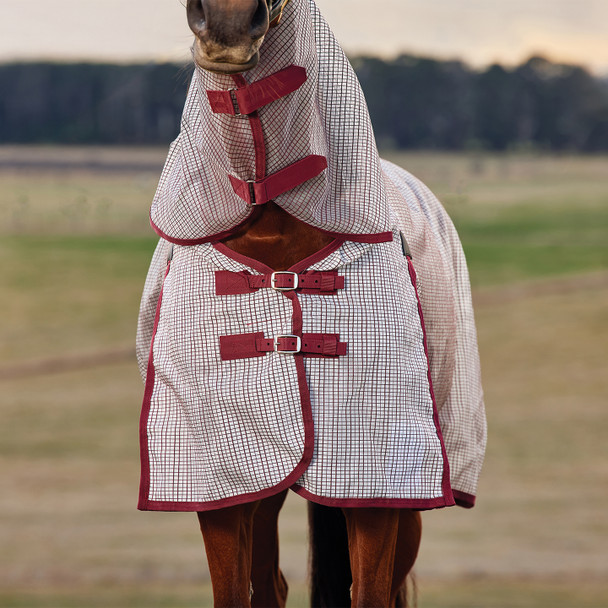  Weatherbeeta Comfitec RipShield, Detach-A-Neck Fly Sheet, White/Burgundy.