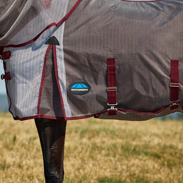  Weatherbeeta Comfitec RipShield, Detach-A-Neck Fly Sheet, White/Burgundy.