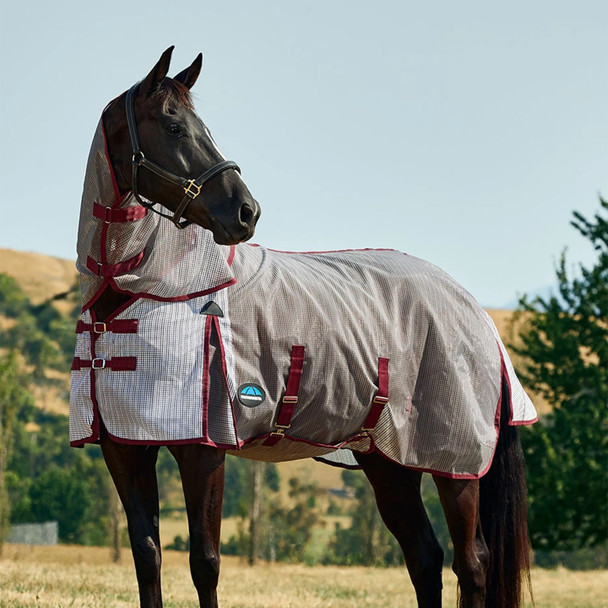  Weatherbeeta Comfitec RipShield, Detach-A-Neck Fly Sheet, White/Burgundy.