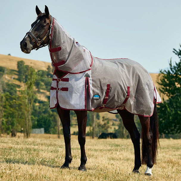  Weatherbeeta Comfitec RipShield, Detach-A-Neck Fly Sheet, White/Burgundy.