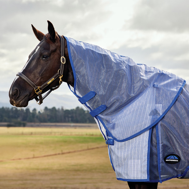 Weatherbeeta Comfitec RipShield, Detach-A-Neck Fly Sheet, White/Cobalt.