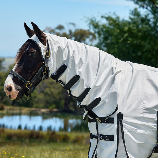 Weatherbeeta Comfitec Sweet Itch Shield Sheet Combo Neck, White/Charcoal, 48" - 66".