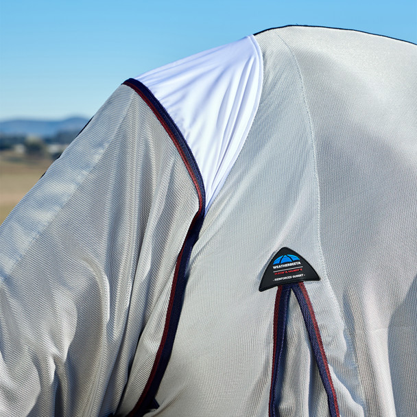 Weatherbeeta ComFiTec Airflow Fly Sheet, Detach-A-Neck, Grey/Navy/Burgundy, 48" - 69".