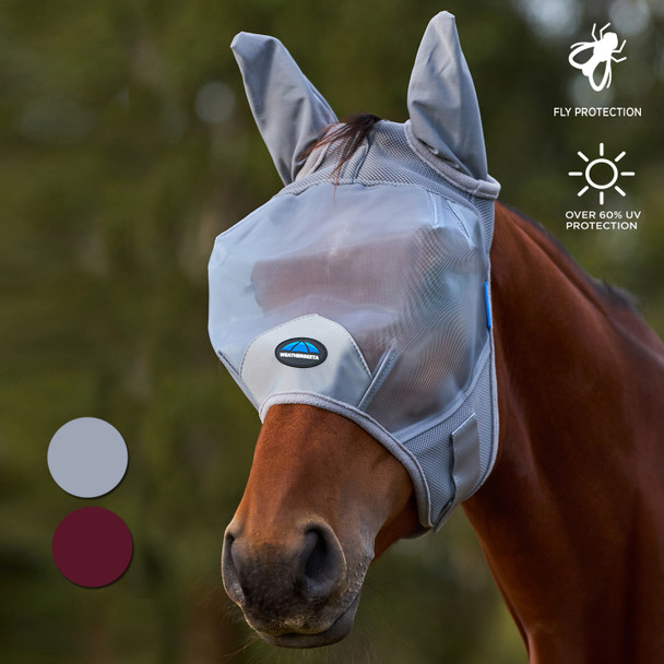 Weatherbeeta Comfitec Fine Mesh Mask with Ears, Grey.