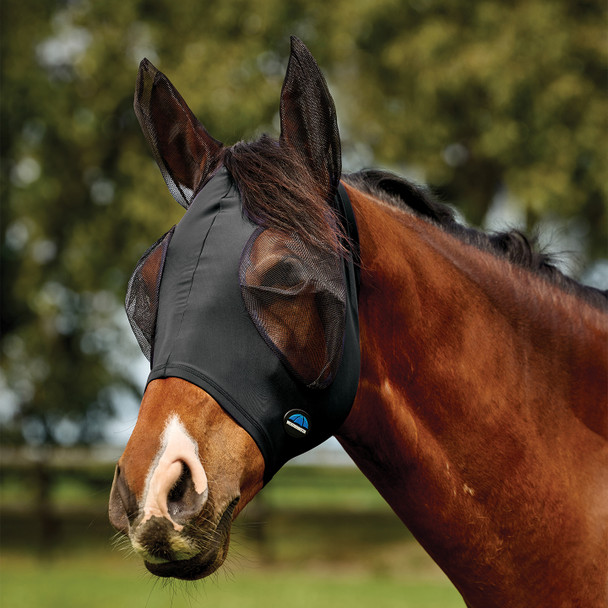  Weatherbeeta ComFiTec DELUXE Stretch Bug Eye Saver Fly Mask with Ears, Black.