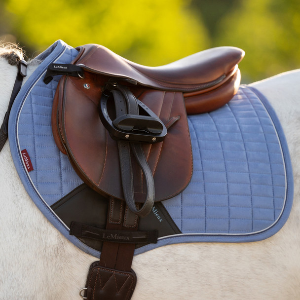 LeMieux Mini Suede Close Contact Square Pad, For Ponies 11.2 - 13h, powder blue.