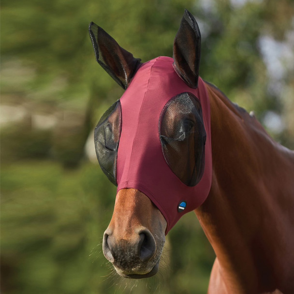 Weatherbeeta ComFiTec Stretch Bug Eye Saver Fly Mask with Ears, Burgundy.