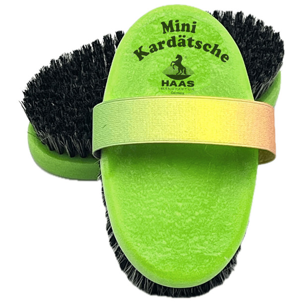 Haas Mini Kardaetsche Brush with Multi-Colored Elastic Handle, Green.