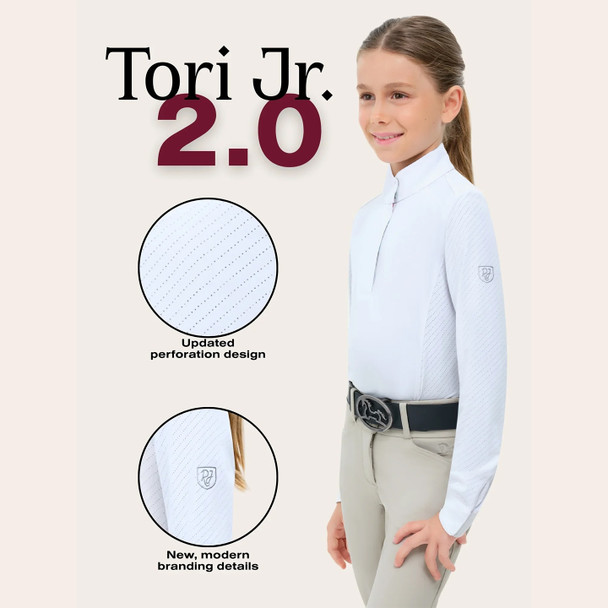 RJ Classics Tori Jr. 2.0 Show Shirt, White with Retro Pups.