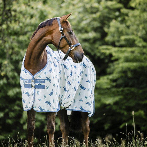 Amigo Bug Rug Pony, Dragonfly Print/Silver Blue & Sage.