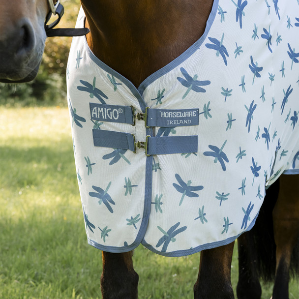 Amigo Bug Rug Pony, Dragonfly Print/Silver Blue & Sage.